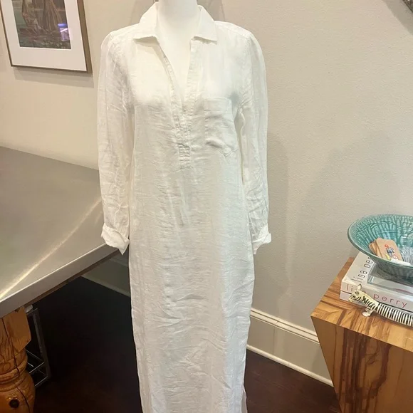 J.Crew White linen maxi Dress w/ half slip - Picture 1 of 16